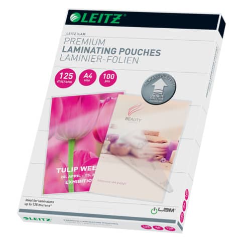 Pouches per plastificatrici Leitz iLam con UDT 2x125 µm in EVA A4 21,6x30,3 cm Conf. 100 pezzi - 74810000